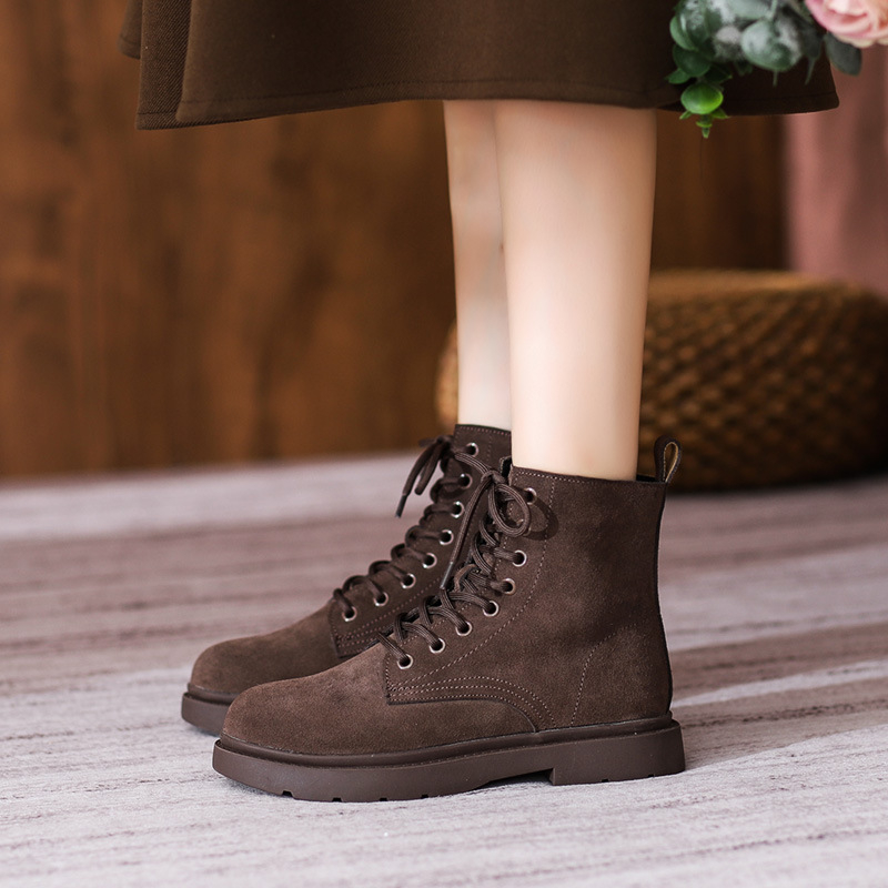 Womens Brown Suede Combat Boot - огляд і ціна Sewing Nylon